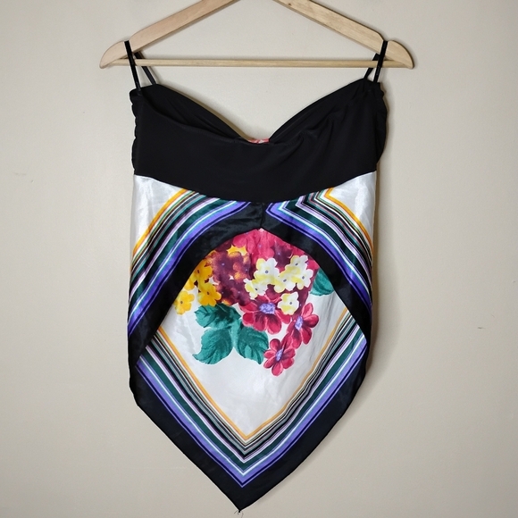 Papaya Strapless Satin Handkerchief Top L Floral Y2K Babydoll Festival - Picture 6 of 8